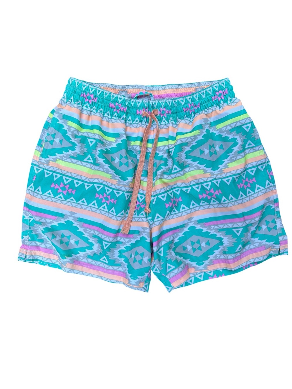 Chubbies Men’s Neon Swim Trunks Size Medium Geometric Aztec Print Board Shorts